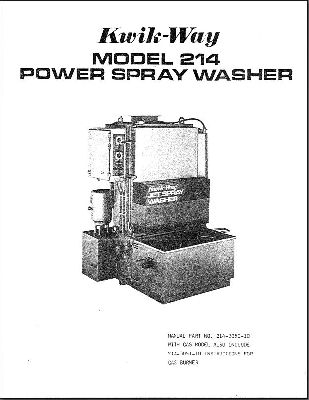 Model 214 Spray Washer Manual
