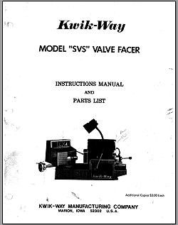 Model SVS Valve Facer Manual